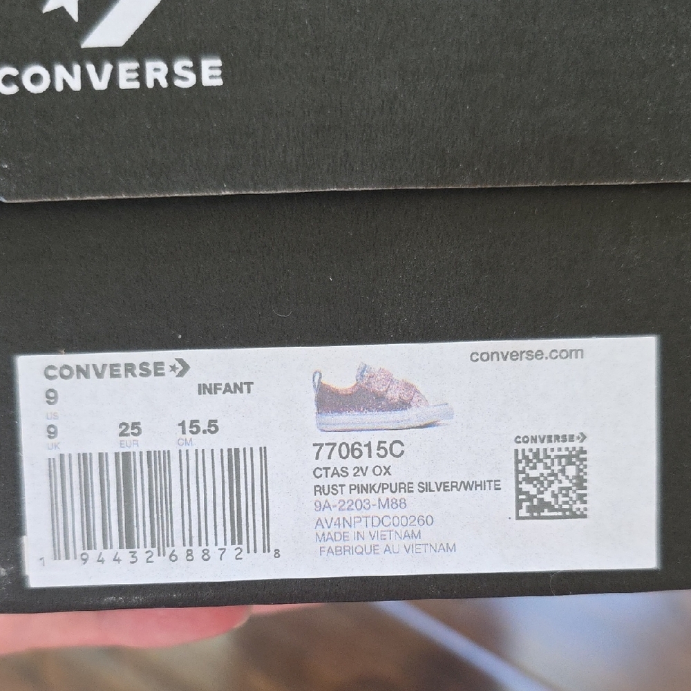 Converse Kids Glitter Pink and Silver All Star Sneakers Sz 9 - Picture 8 of 8